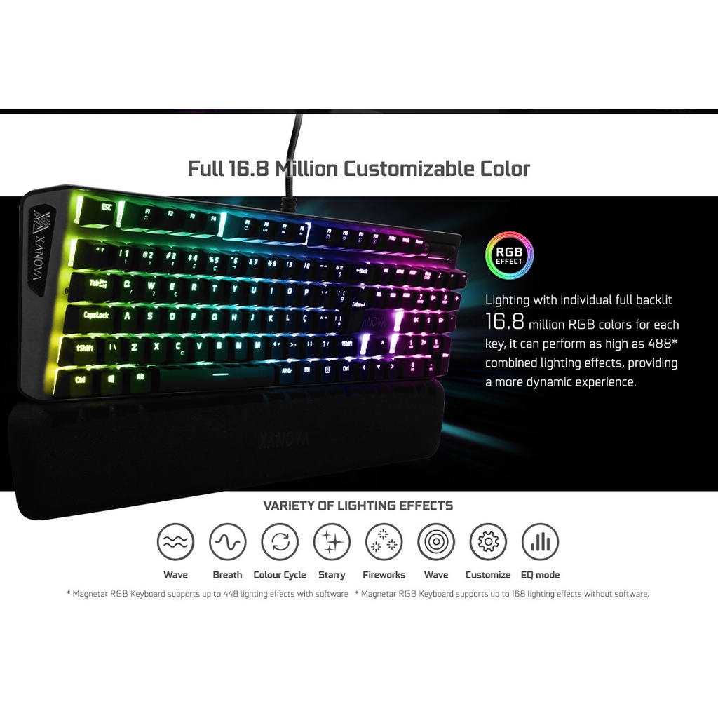 GALAX XANOVA Magnetar RGB XK700 - Mechanical Gaming Keyboard - Free Wrist Rest