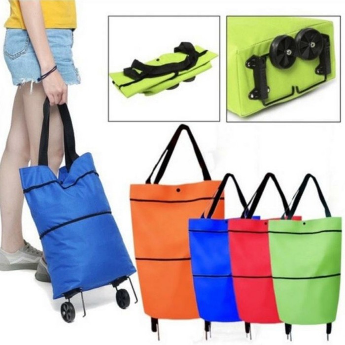 Tas Belanja Lipat Roda Serbaguna Trolly Traveling Bag