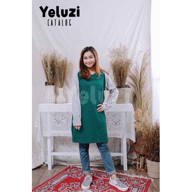 Tunik Atasan Wanita Raglan Kekinian Terbaru - Katun Combed 24s - Yeluzi