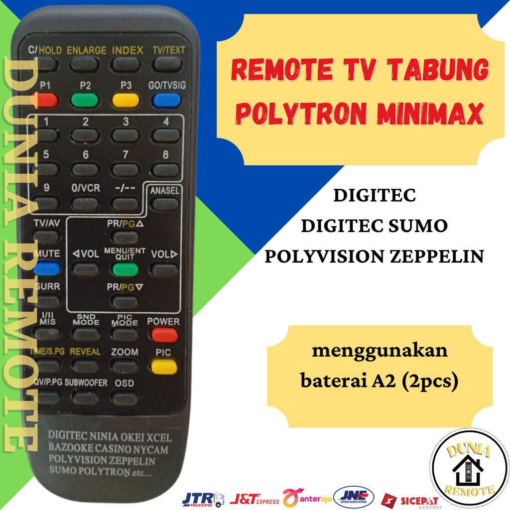 Remot Remote POLYTRON TV Tabung Minimax Polytron Digitec Bazooke Sumo Ninja TANPA DUS no setting