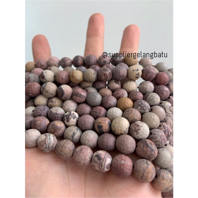 bahan ryolite jasper kokah CUTTING 10mm renceng COKLAT gelang kalung