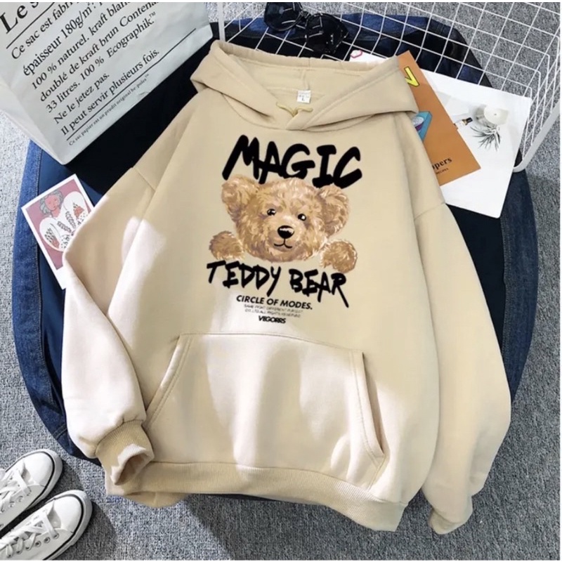 SWEATER HOODIE TEDDY BEAR BAHAN FLEECE