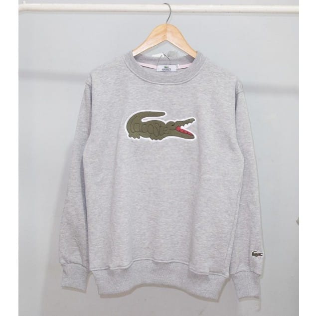 CREWNECK L4COSTE COLORED EMB MONOCHROME LOGO BORDIR SWEATER IMPORT FREE STICKER