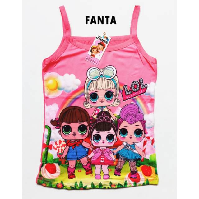 Kaos Dalam Singlet Anak Perempuan LOL 2-10 Th Bahan Katun Baju Kaos Anak Perempuan Cewek LOL