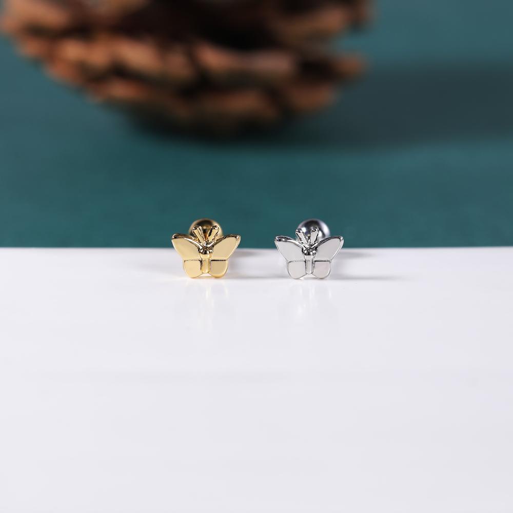 1 PC Anting Stud Kristal Bentuk Hewan Astronot Kelinci Butterfly Hati