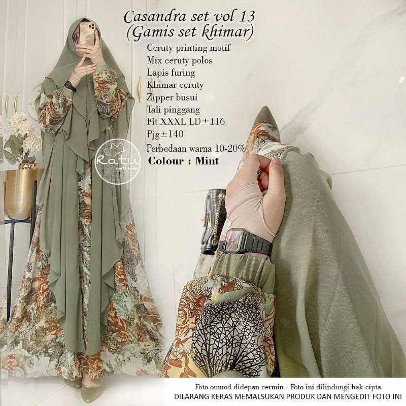 CASANDRA SET VOL.13 BY RATU (GAMIS SET KHIMAR) Set muslimah premium rekomended