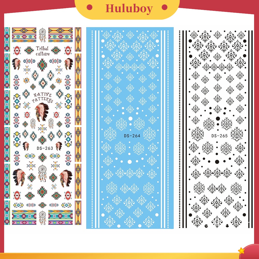 Huluboy Huluboy♡ Stiker Kuku Motif Bunga / Bulu / Kupu-Kupu / Tulisan Untuk DIY Manicure