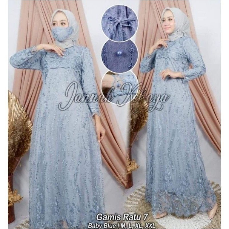 gamis tempel tille bordir  / gamis modern / gamis pesta pernikahan