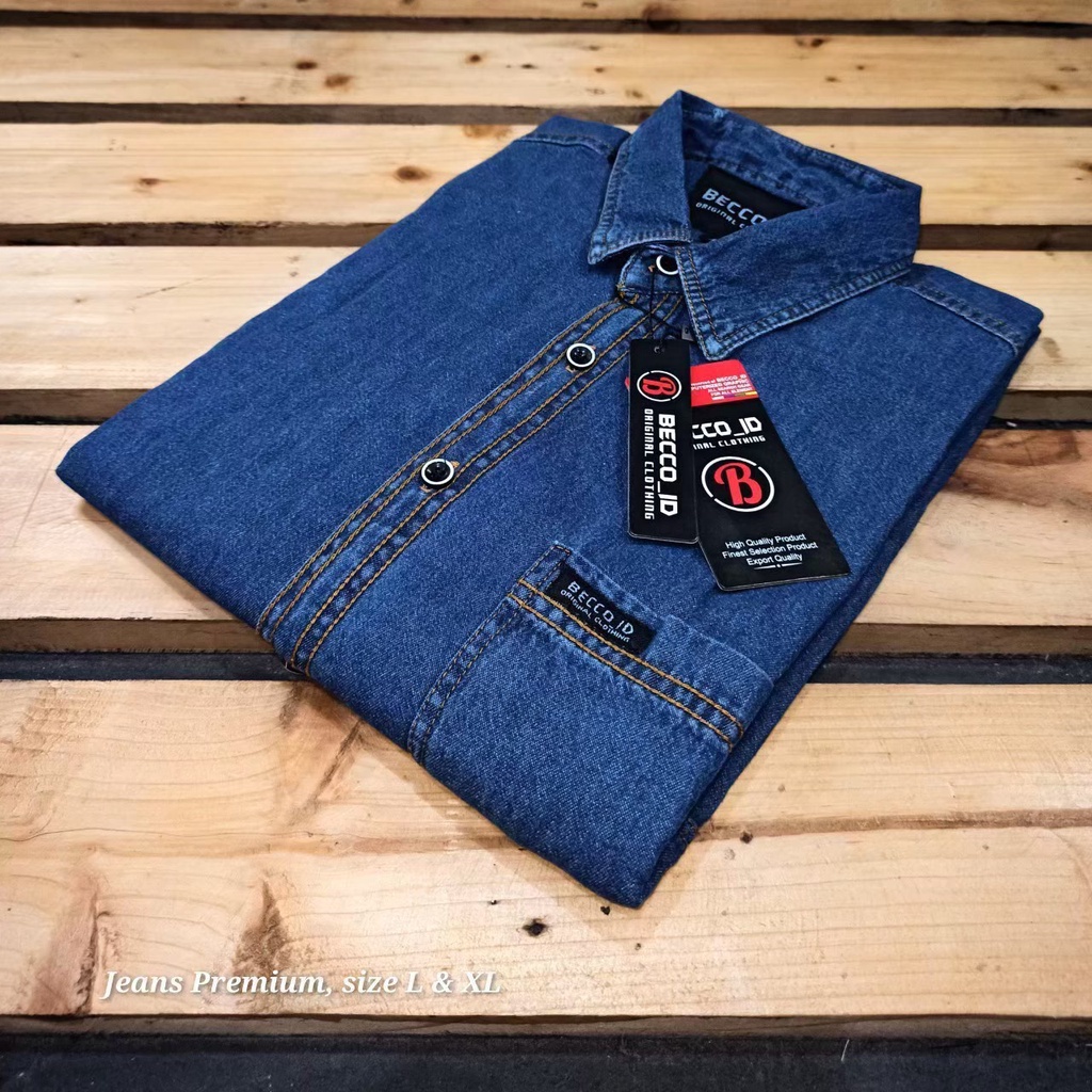 Kemeja Jeans Pendek - Kemeja Levis Casual Kerja Santai - Baju Dewasa Pria Dewasa