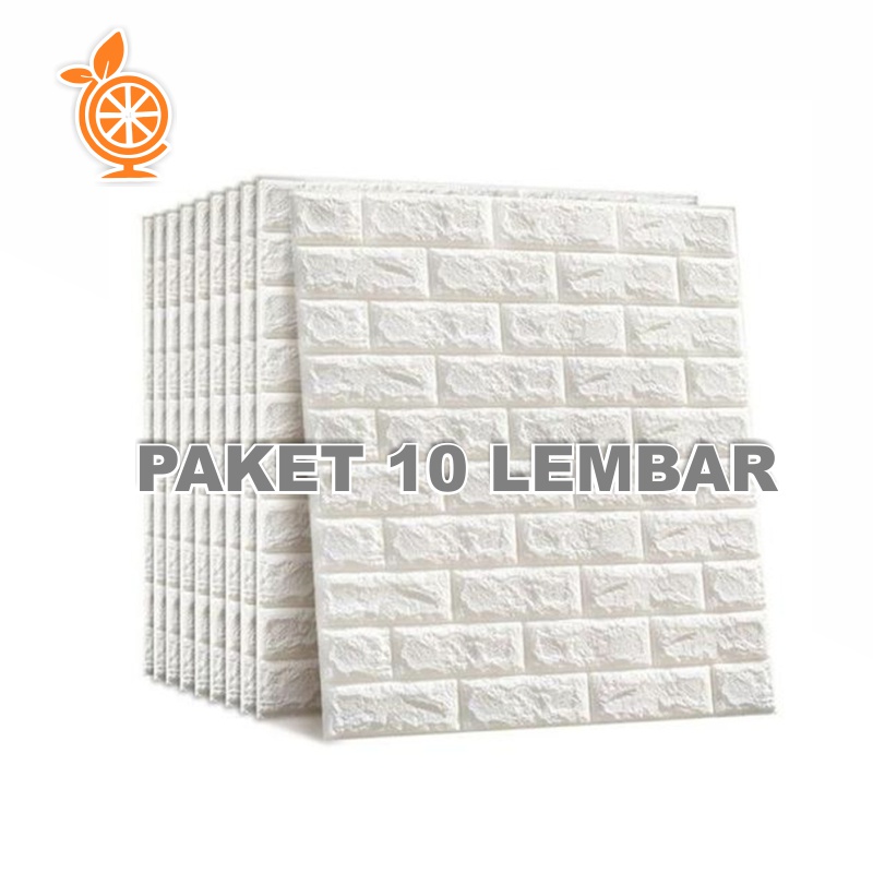 PAKET 10 LEMBAR Wallpaper Dinding 3D Foam Wallpaper Dinding Brick Foam Batu Bata  Ukuran 38 cm x 70 cm - Homeliving