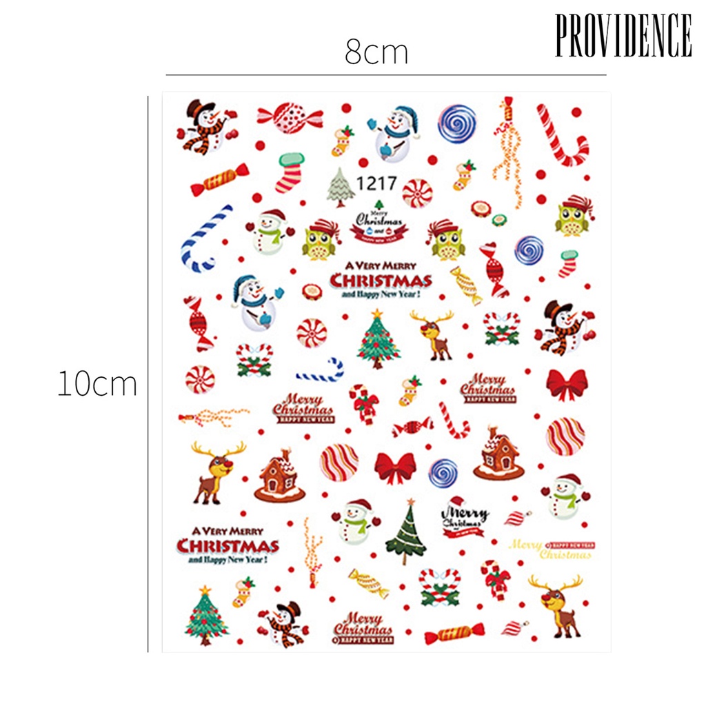 Providence 11Pcs/Set Christmas Patterns Nail Sticker DIY Colorful 3D Nail Snowflakes Christmas Gifts Decals for Winter