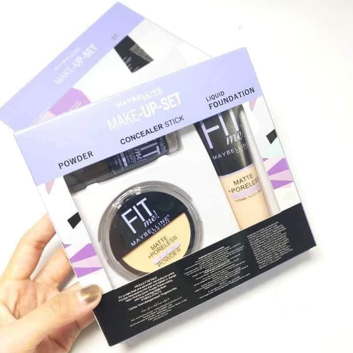 Maybelline Make Up Set Fit Me 3In1  powder box ungu