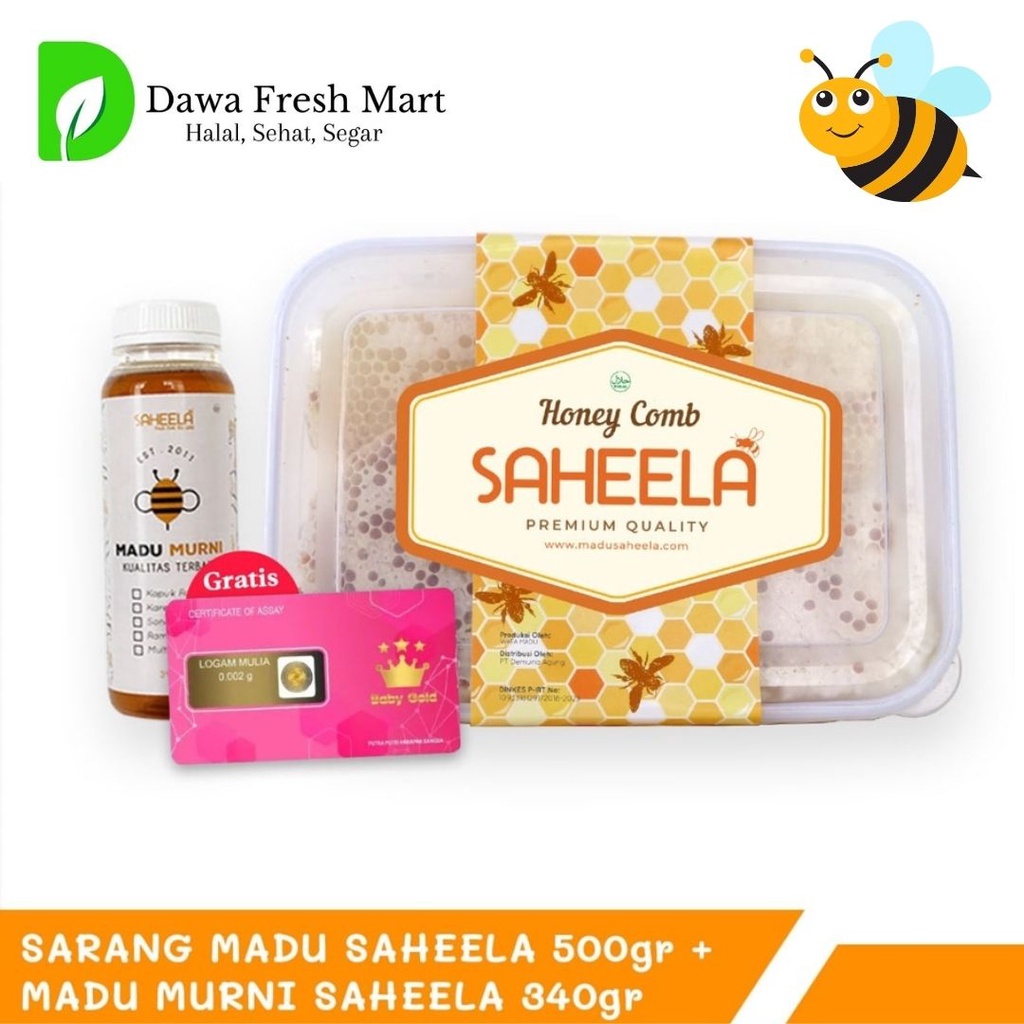 

Saheela Sarang Madu Murni 500gr + Madu Murni Saheela 340gr {Paket Puas} Honey Comb Original 100% Asli)