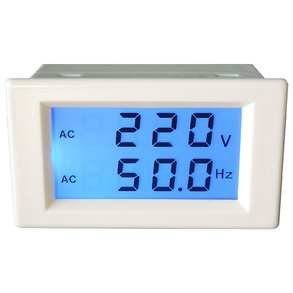 LCD Digital Dual Display AC 150-500V Voltmeter 45-65Hz Frequency Meter