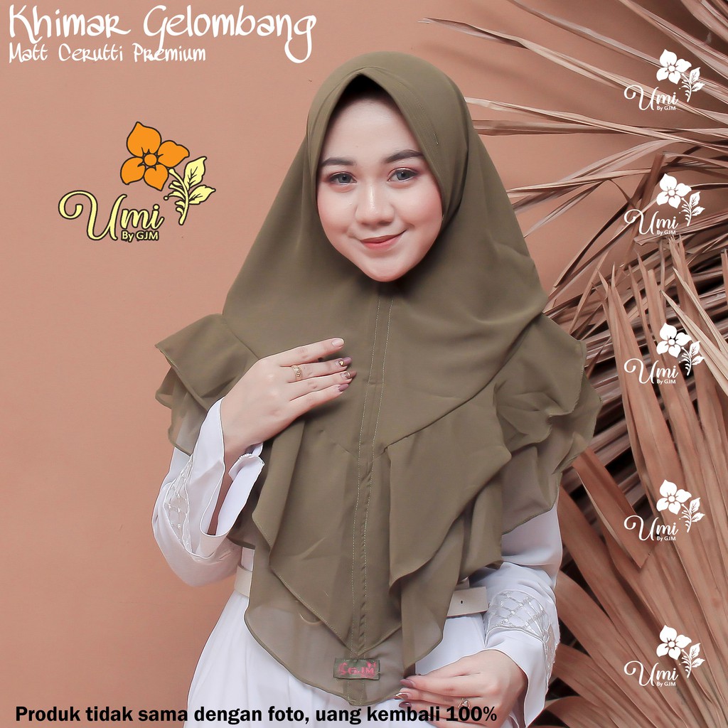 Hijab Khimar 2 Layer Gelombang Jilbab Dua Layer Syari Rempel Depan Cerruty Babydoll Original Umi Hij