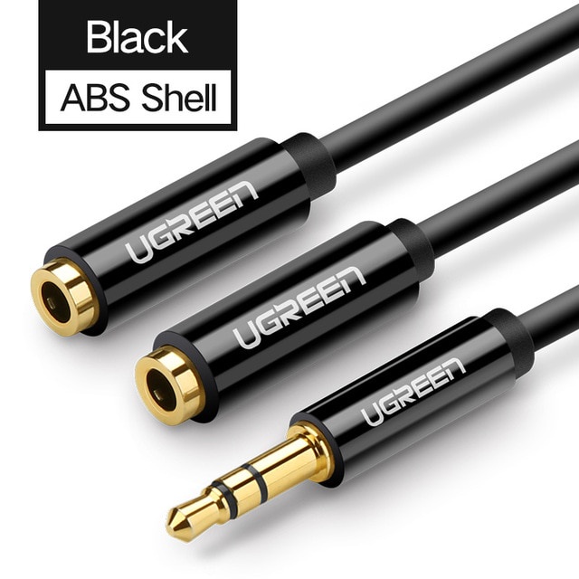 UGREEN Kabel Audio Splitter Jack AUX 3.5mm 2 Port Earphone - 20816 - Black