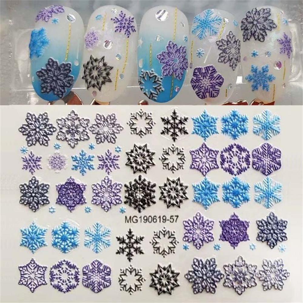 R-flower 6D Stiker Kuku Wanita Timbul Perekat Diri Natal Nail Decals