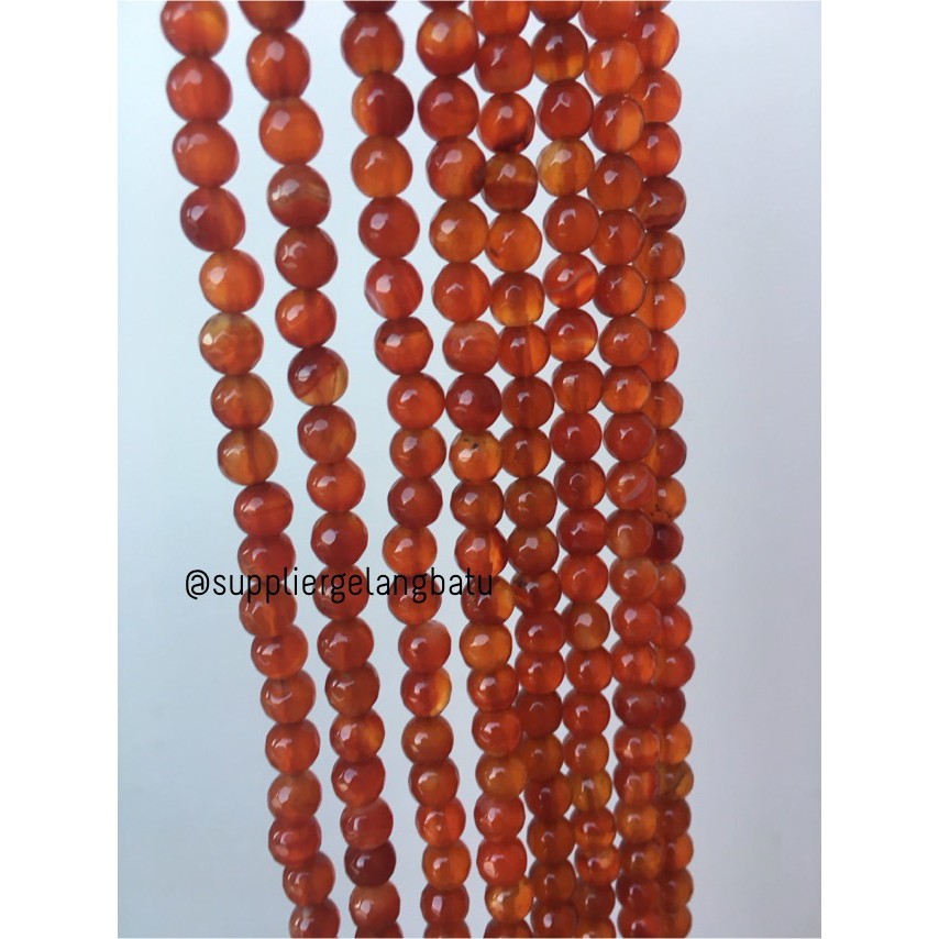 Batu Carnelian Orange 6mm CUTTING natural oren bahan premium alam akik manau manao gingga casual