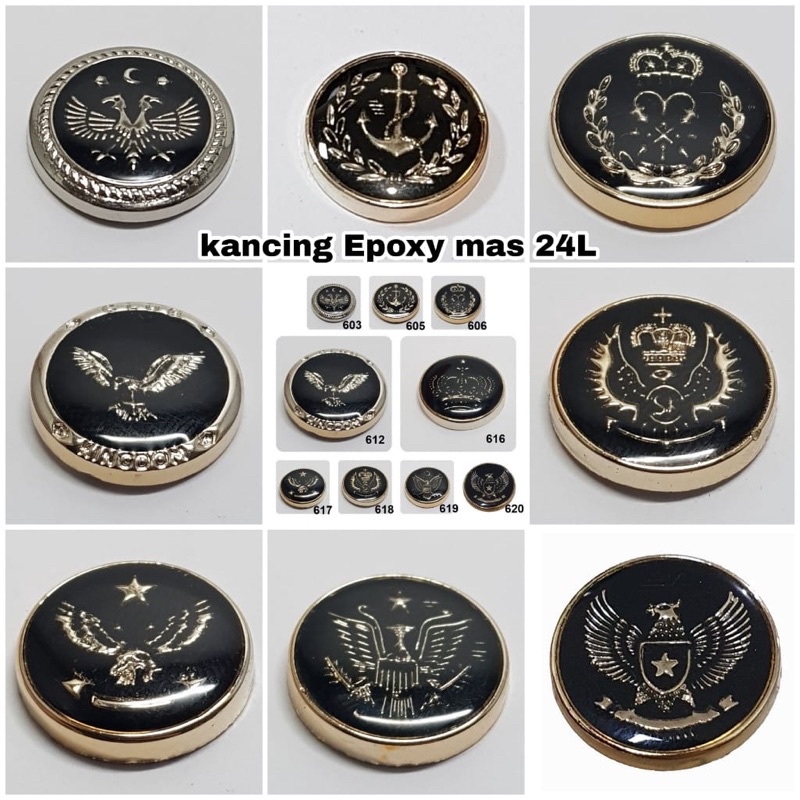 Kancing Epoxy Motif  24L 15 MM (1 gross)