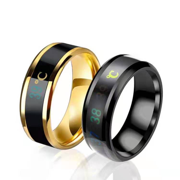 Fashion Simple  Temperature Ring / Unisex Mood Emotion  Feeling Rings / Popular Sliver Gold Black Titanium Steel Finger Ring