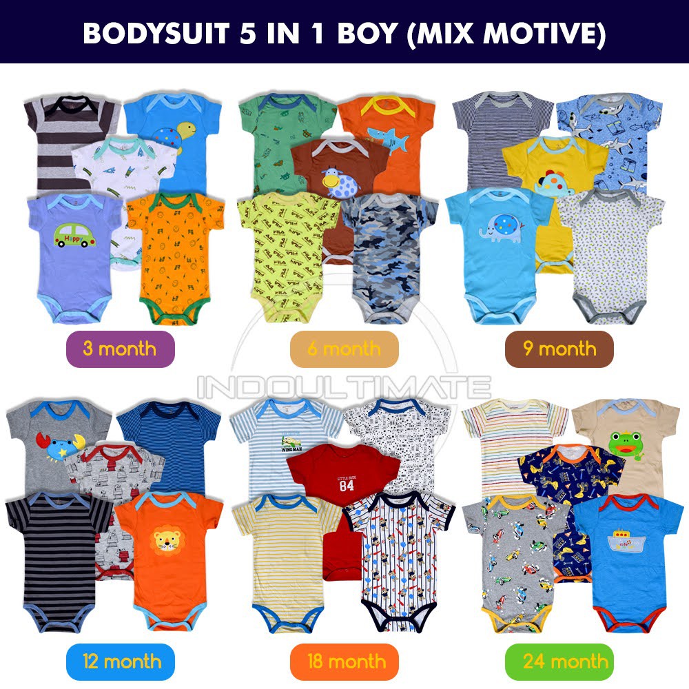 [5in1] Jumsuit Bayi Baru Lahir Jumsuit Anak Jumper Baby Newborn Perlengkapan Baju Bayi BC-01-4