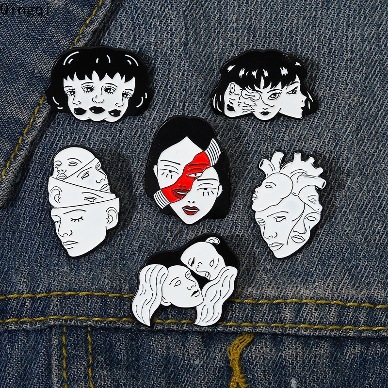 Bros Pin Enamel Desain Wajah Horror Movie Tomie Gaya Gothic Untuk Hadiah