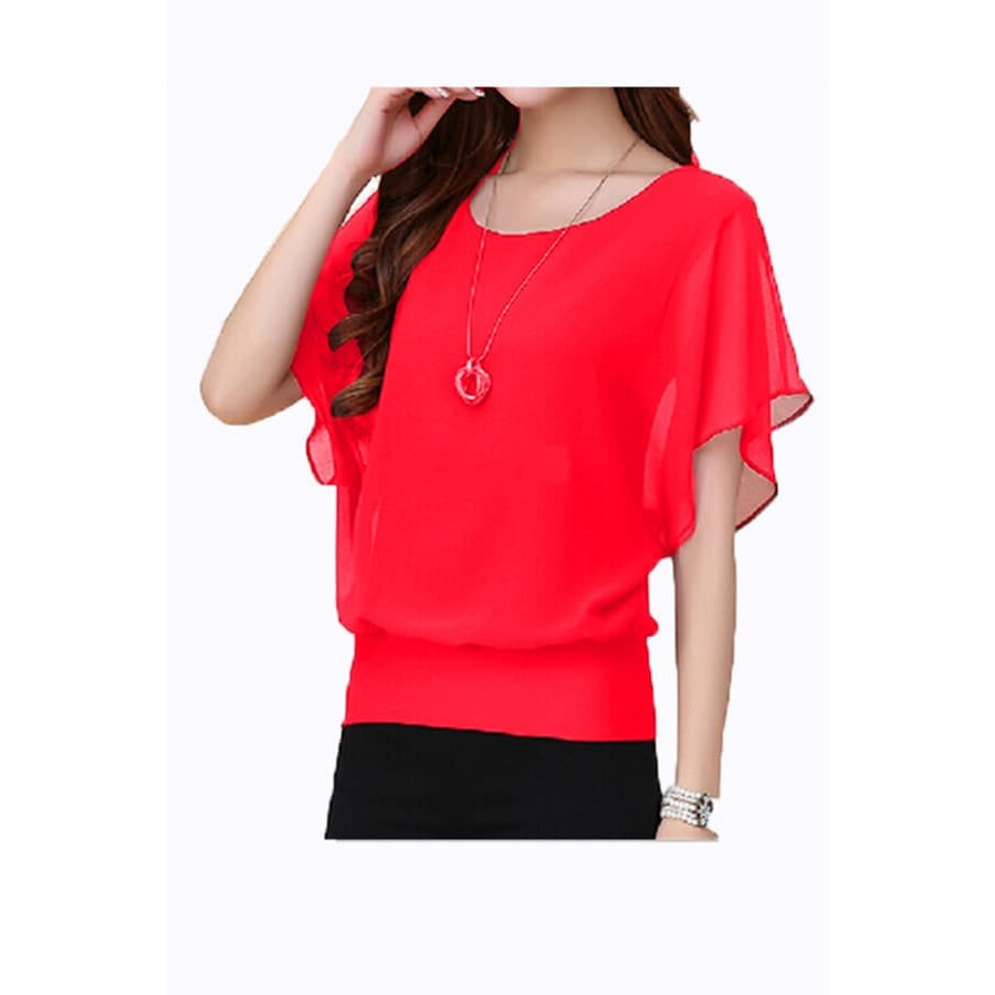 ORI TERLARIS  Baju Atasan Wanita Blouse Putih Korea Bahan Chifon Murah Blouse