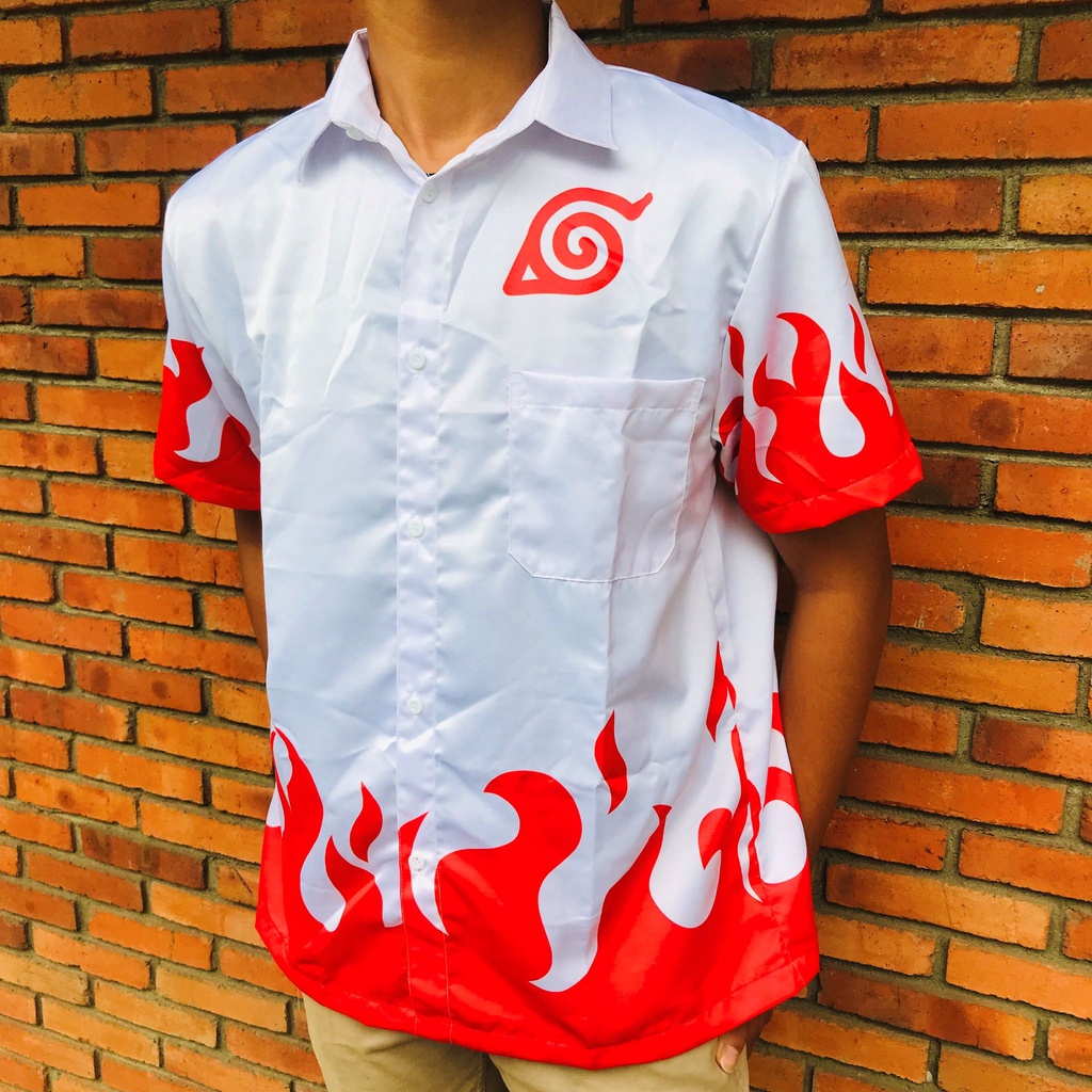 Kemeja Yondaime Fire White Anime Manga Naruto Premium Unisex