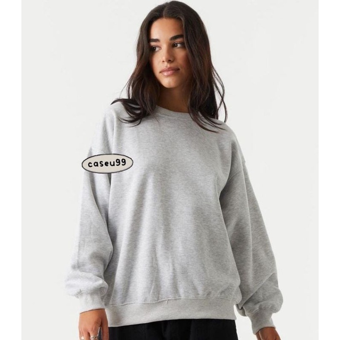 sweater basic polos pink grey Harajuku// crewneck sweetshirt wanita pria perempuan laki cewe cowo unisex bahan fleece// sweater distro viral// Women Man Sweatshirts Loose Oversize Pullover