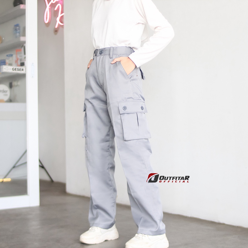 Celana Cargo Wanita Highwaist Jumbo Outdoor Pants Premium