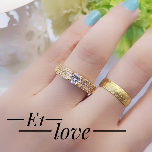 Xuping cincin batu permata lapis emas 24k