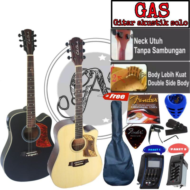 Gitar akustik Cole Cark nek utuh