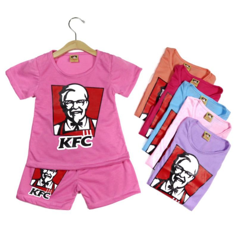 SETELAN BAJU ANAK PEREMPUAN SIKUNING MOTIF KFC 2-6 TAHUN NEW