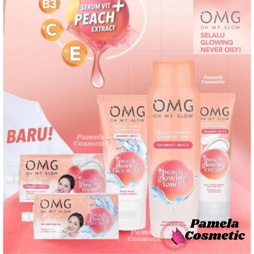 ❤ PAMELA ❤ OMG Peach Glowing Series | Peachy Plumpy Glowing Skin | Cream | Face Wash | Toner | Krim Wajah | Sabun Cuci Muka | BPOM