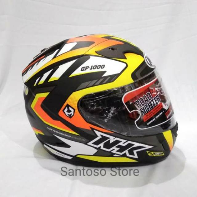 Helm Fullface NHK GP1000 Million Black Yellow Doff Hitam Kuning Dop Double Visor