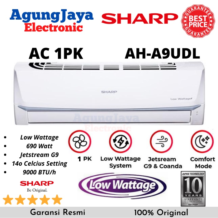 AC SHARP AH-A9UDL 1 PK R32 JETSTREAM LOW WATTAGE 690 WATT 1PK (CILEGON SERANG)