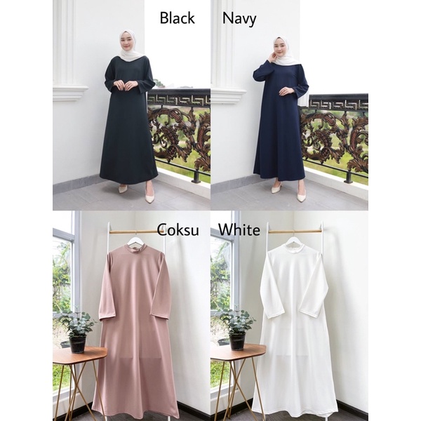 ALINE MAXI -(tidak termasuk outer bunga ya) Non busui Sleeves/Inner Dress Polos (Ld 104 Pjg 128)