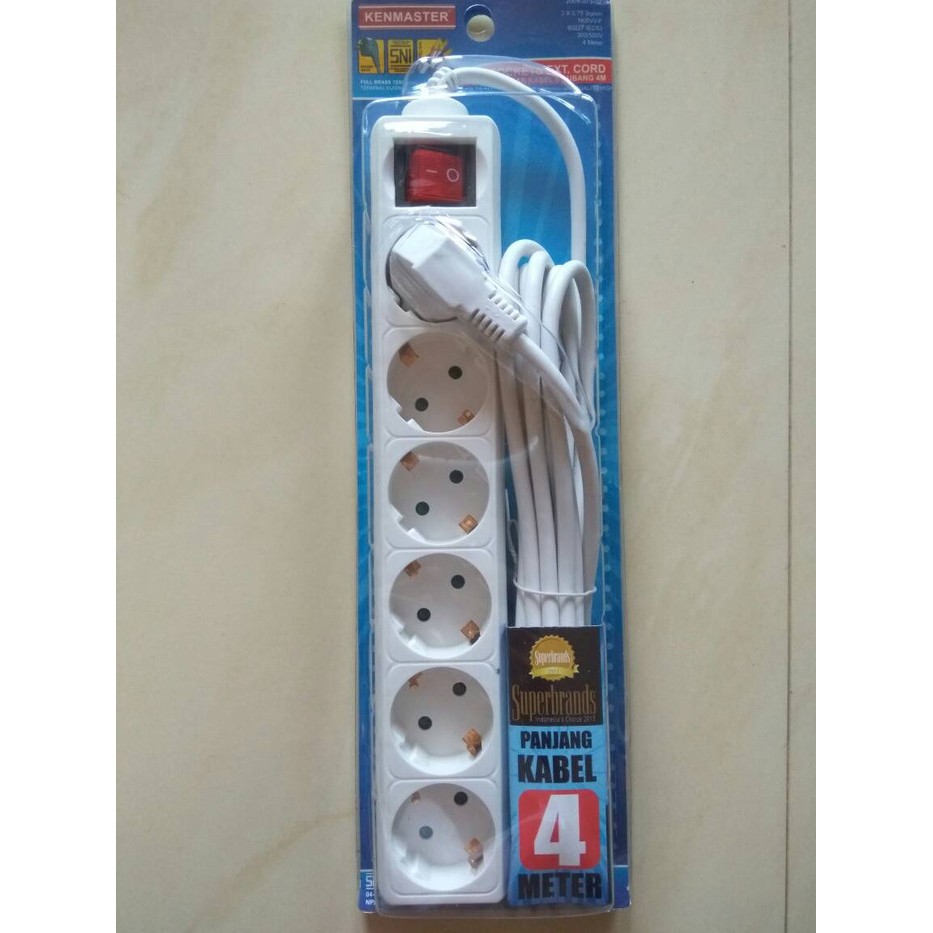 Order Langsung STOP KONTAK 6 LUBANG + KABEL 4 METER KENMASTER terbaik