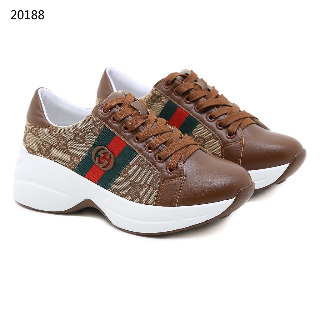 GG Canvas and Leather Rhyton Sneakers #20188 (Baru)