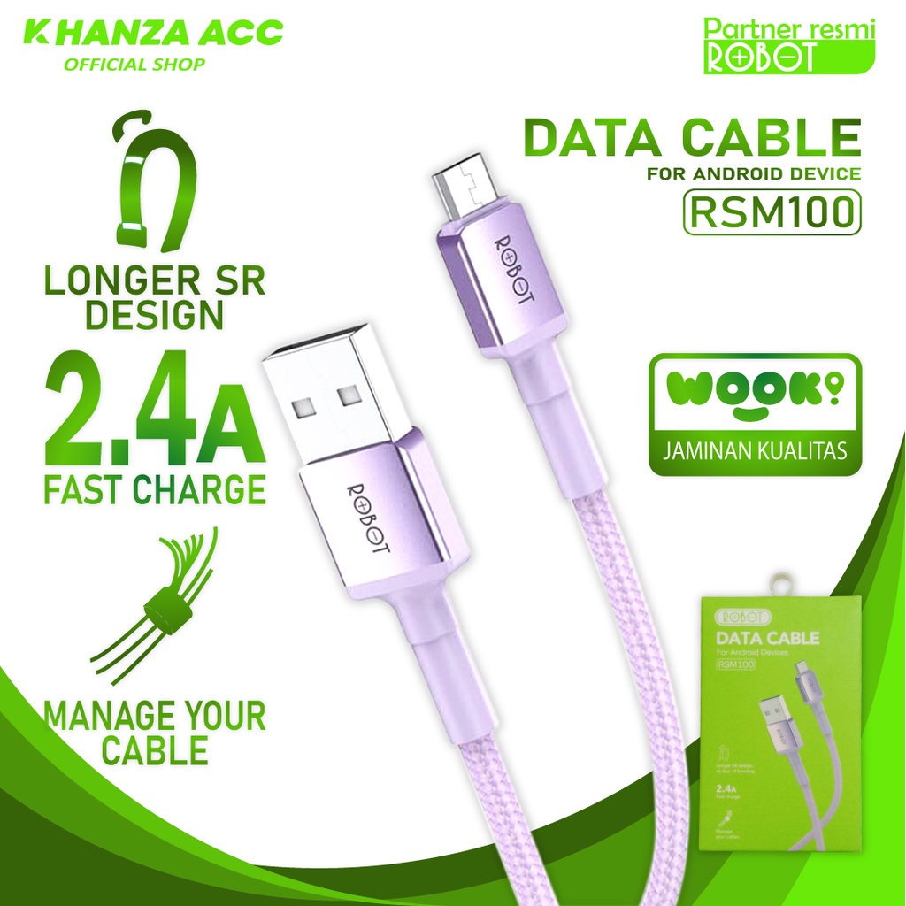 KHANZAACC Kabel Data Robot RSM100 RSC100 RSL100 Micro USB Type C Lightning Fast Charging