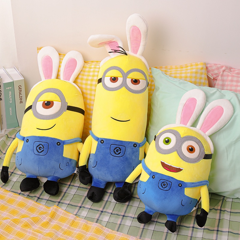 Mainan Boneka Stuffed Plush Minion Despicable Me Bob Stuart Kevin Telinga Kelinci Lucu Untuk Sofa