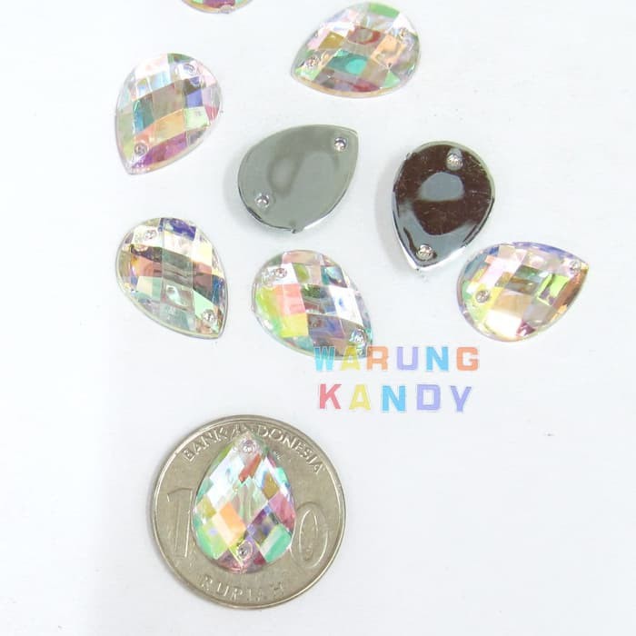 Diamon Akrilik Tetes 13x18 Putih AB ECER 25pc