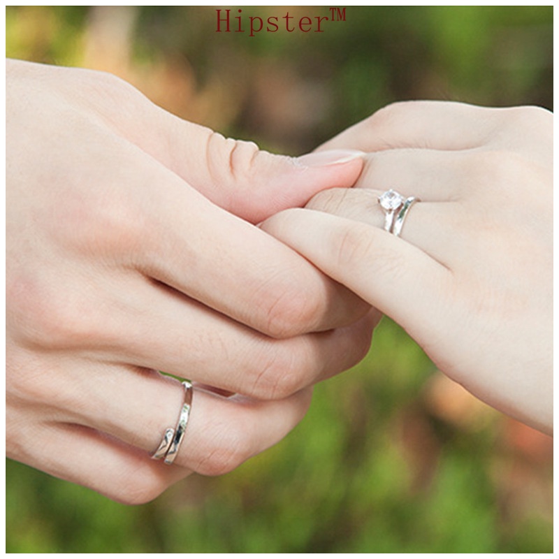 Korean Style Elegant Fashion Romantic Sterling Silver Couple Adjustable Ring