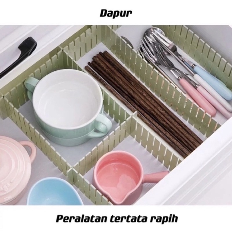 PO88 Sekat Laci DIY Organizer Pemisah Pembatas Kotak Lemari