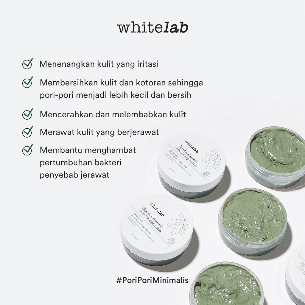 [ORI] Whitelab Mugwort Pore Clarifying Mask Melembabkan &amp; Menenangkan Kulit Iritasi Mengontrol Produksi Minyak Berlebih - 50 Gram BPOM