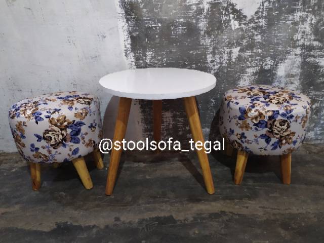 stool set meja kayu