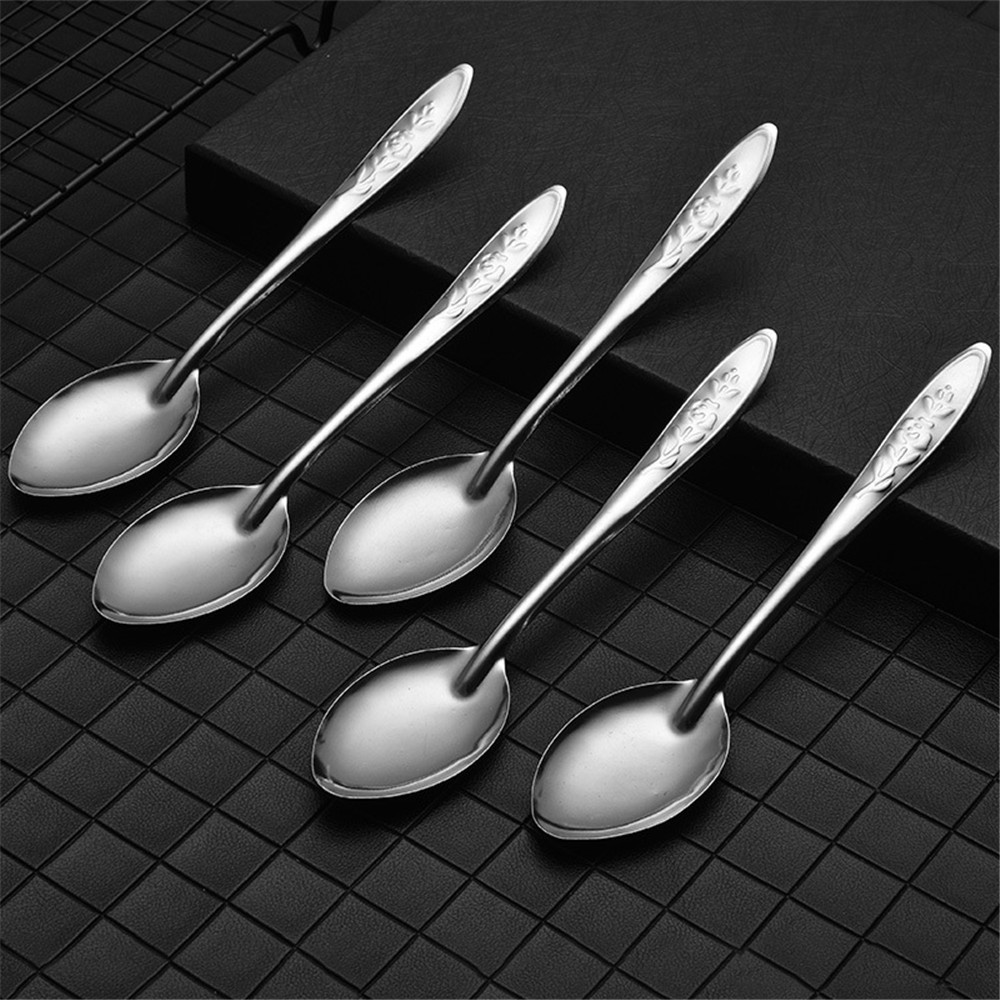 【COD Tangding】10pcs/set Stainless Steel Spoon Watermelon Spoon Spoon Fast Food Cutlery Mud Scraper Miracle Baby Food Soup Spoon