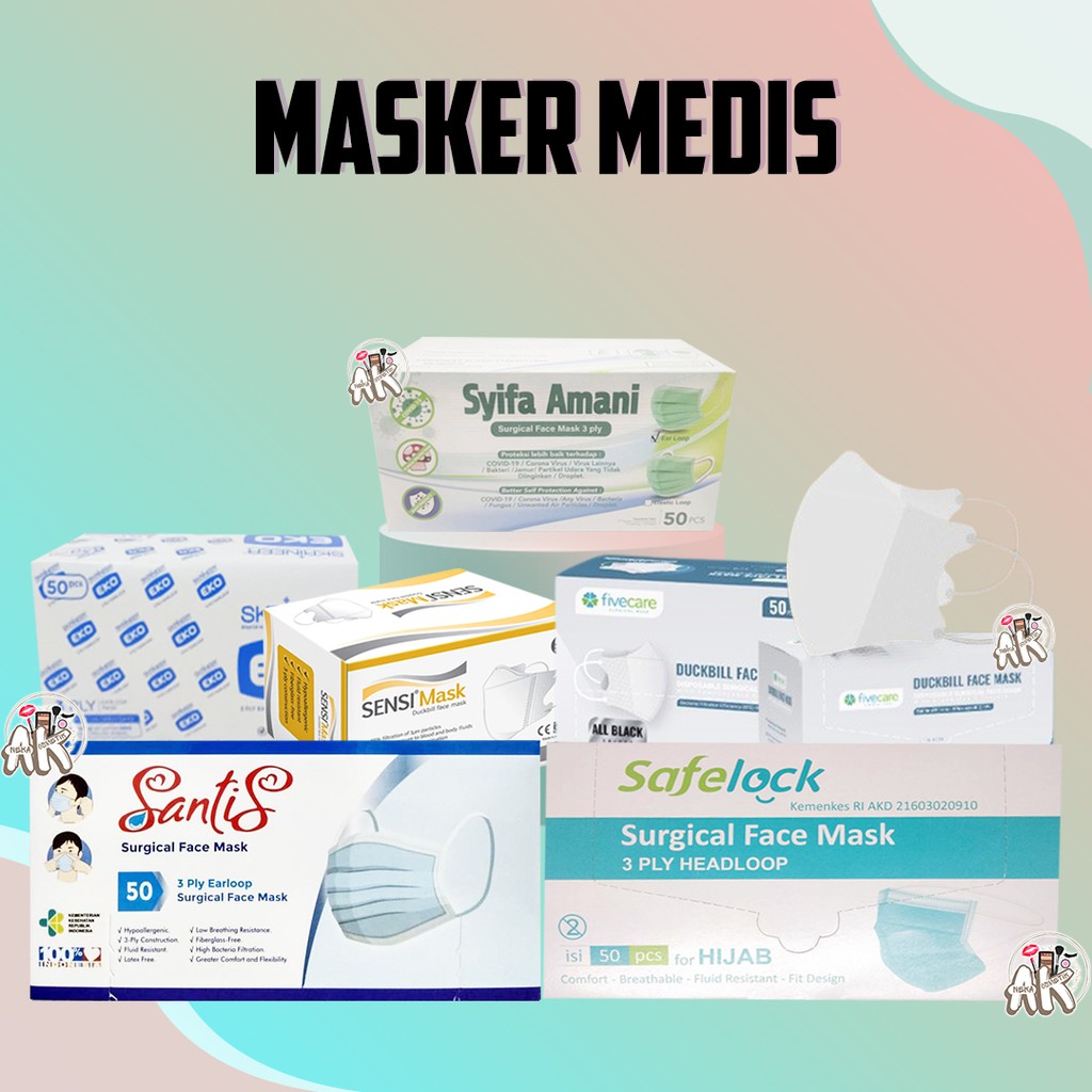 Masker Medis Sensi Duckbill,Syifa Amani Face, Santis, Safelock masker hijab / HARGA PER PCS