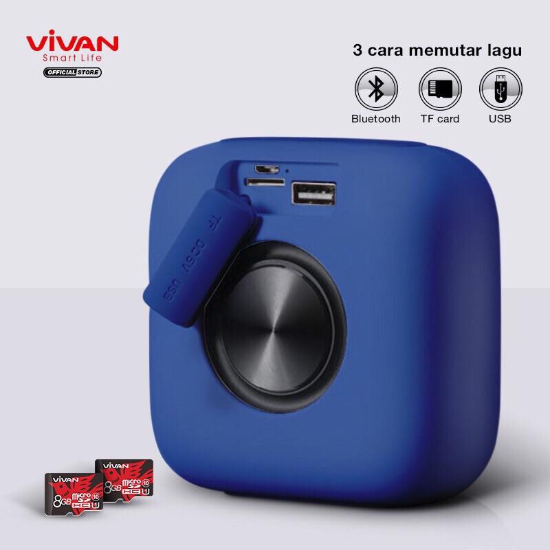 Speaker Bluetooth VIVAN VS1 Portable Wireless Outdoor Waterproof IPX5 Support SD Card &amp; USB