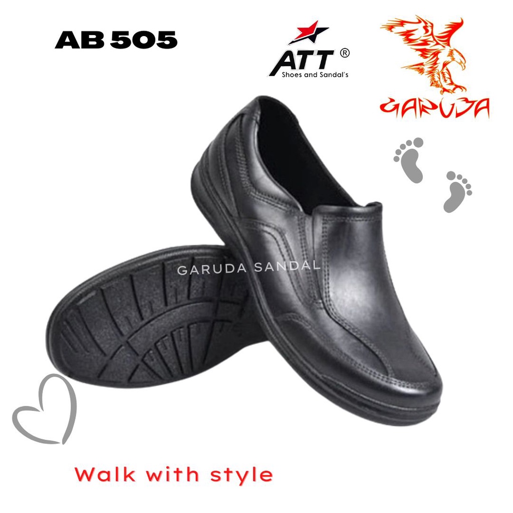 Sepatu SLip On Pria ATT AB 505 Pantofel Karet Pria Full hitam Tahan Air